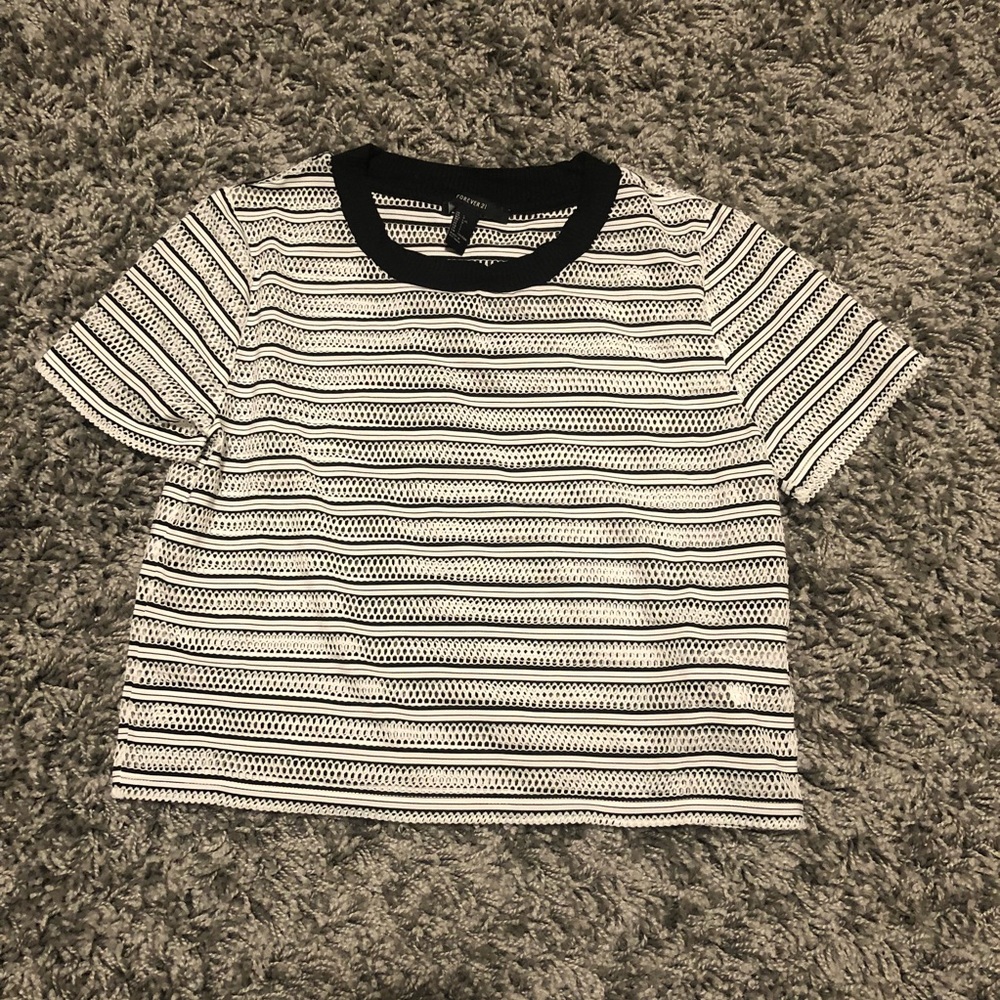 Mesh black and white  top